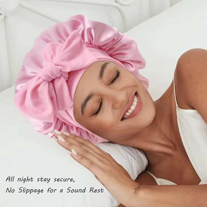 Satin Bonnet Silk Bonnet Adjustable Bonne For Sleeping Hair Bonnet With Tie Band Bonnets For Women Men 3