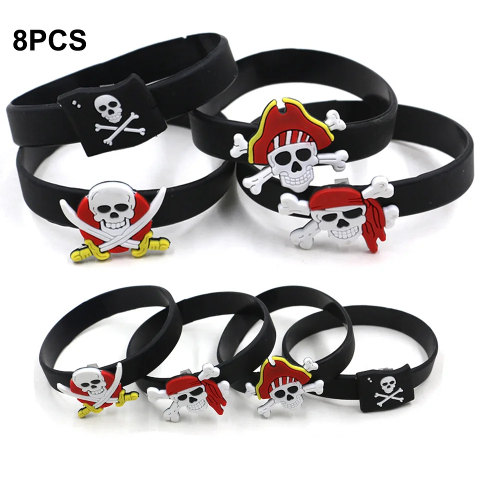 JOKILY Lot De 70 Petits Cadeaux Pour Fête 'pirate', Anniversaire D'enfant, Avec Bracelet En Silicone, Bracelet à Boucle, Cache-œil, Pièces De 'pirate', Tatouages, Accessoires De Costume