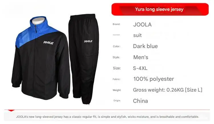 New joola Sport jersey，Table tennis clothes for men women,long sleeve jacket coats pants trousers hoodies