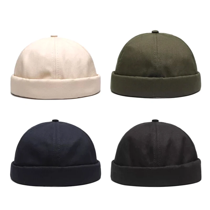 Retro Cotton Brimless Snapback Cap - Adjustable Skull Hat for Parties, Vacations, and Running