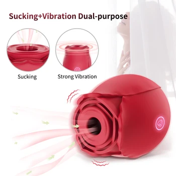 Clitoris Clit Stimulation Silicone Adult Sex Shop Sexy Rose Flower Shape Sucking Vibration Toy Vibrator Sucker for Women Female 4