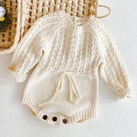 2024 Spring Baby Clothes Girls Romper Autumn Long Sleeve Baby Girl Knit Hollow Out Rompers Baby Jumpsuit Baby Clothes 1