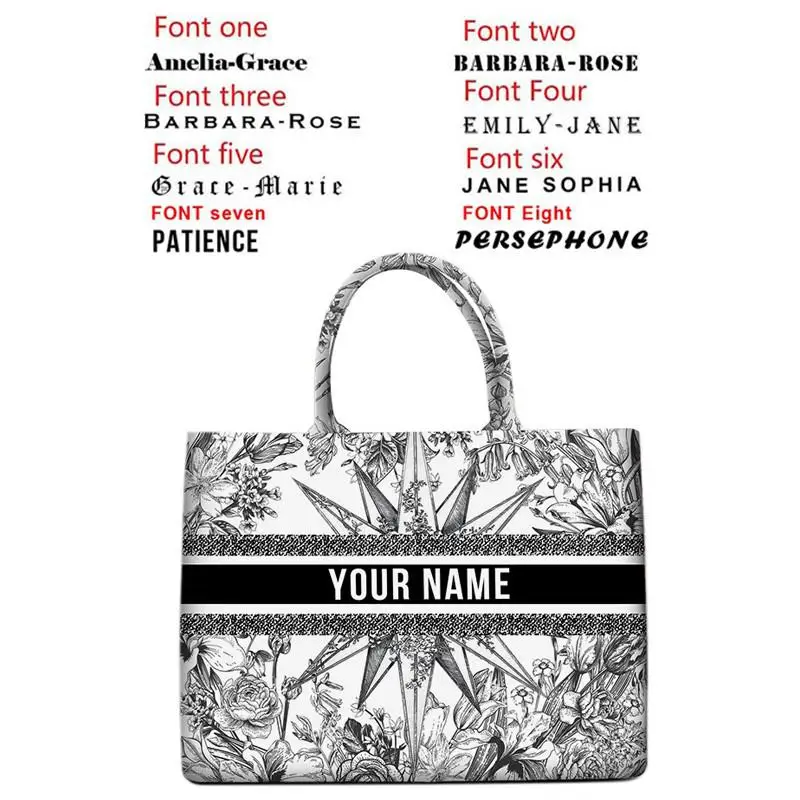 thumbnail image 1 of Bolso de mano para mujer, personalizado, de moda, con impresión, de gran capacidad, de lona, con nombre, bolso de hombro para mujer, 1 of 5