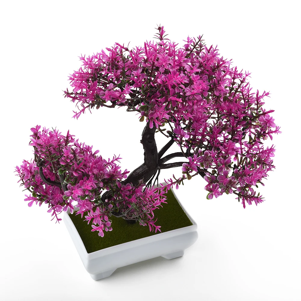 Festival Topfpflanze Simulation dekorative Bonsai Home Office Kiefer Baum Geschenk DIY Ornament Hotel Garten künstliche Bonsai rosa – Detail 12