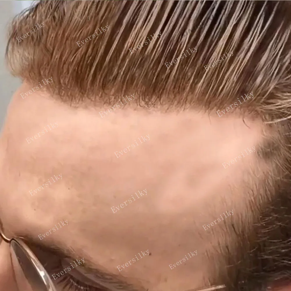 Human Hair Toupee Undetectable Natural Hairline Male Wig Cool Brown Blonde Super Durable Men Toupee Human Hair Thin Skin Full PU Capillary Prosthesis