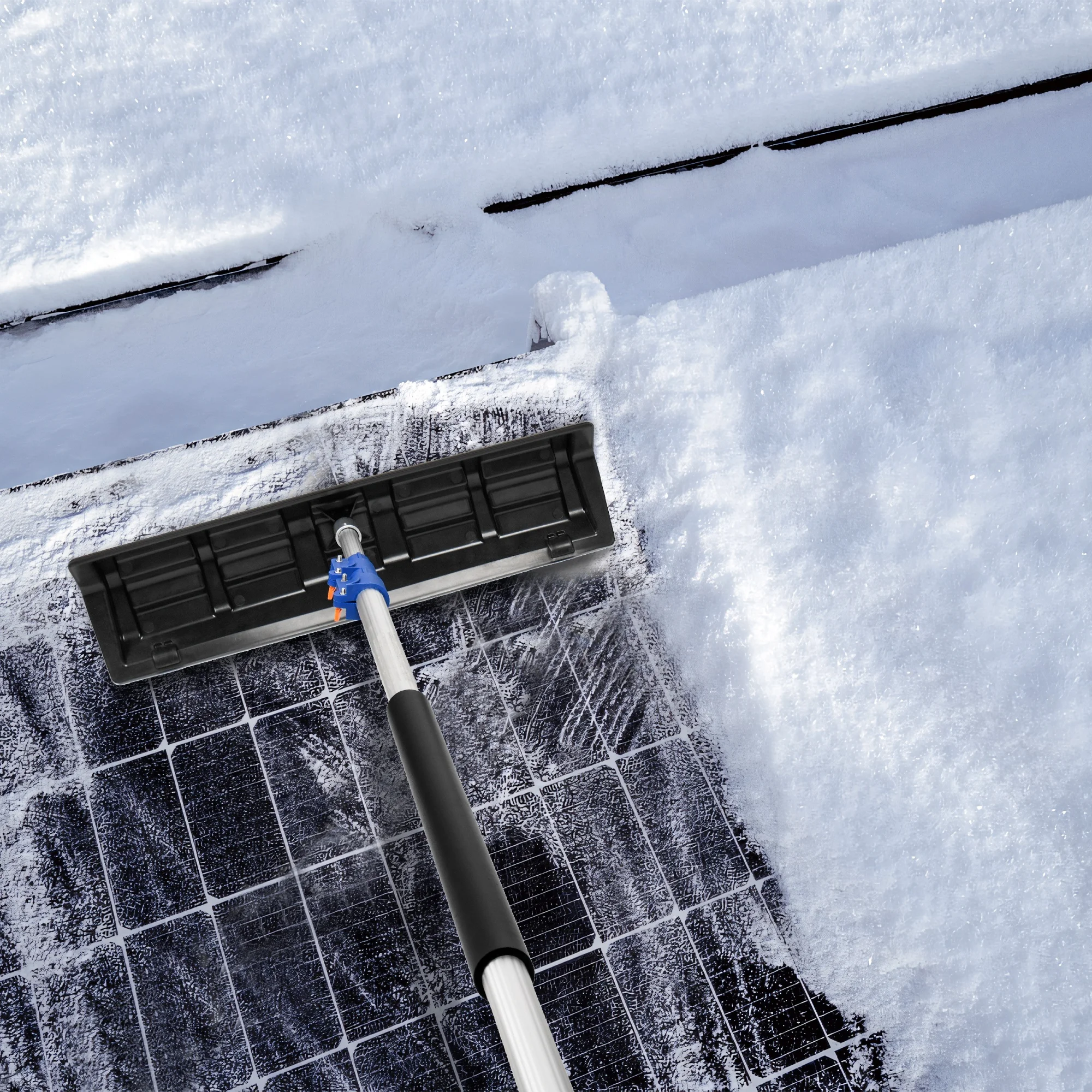 For Car 24 Inch Built-in Wheel Plastic Roof Snow Rake Roof Snow Shovel Removal Tools With Aluminum Telescopic Extension Pol
