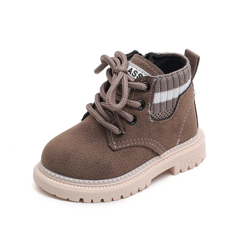 Leather Kids Ankle Boots Soft Sole Non Slip Zipper Boots