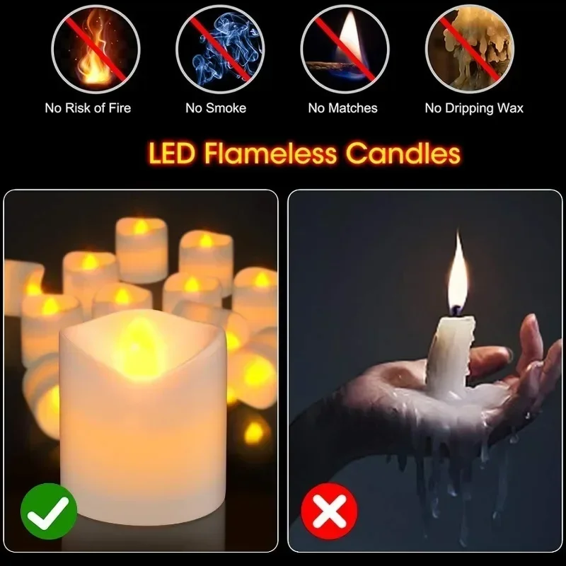 LED Electronic Candles 24/1Pcs Battery Operated Flameless Flickering Tea Lights Wedding Party Decor