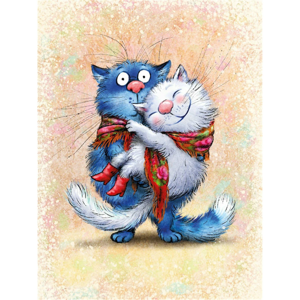 Cartoon Blau Weiß Katze DIY Kreuz Stich Stickerei 11CT Kits Handwerk Hand Set Gedruckt Leinwand Baumwolle Faden Haus Design