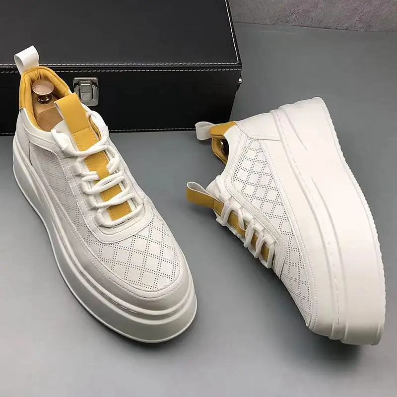 Spring Autumn Light Breathable White Casual Sneakers Fashion Round Toe Thick Bottom Business Driving Walking Loafers V12 2