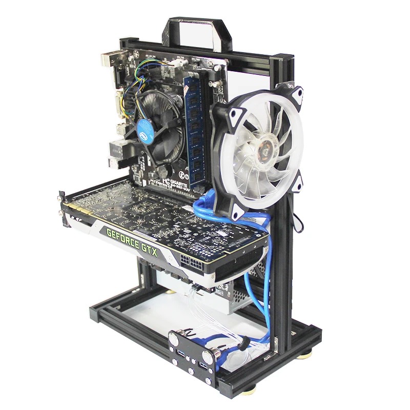 Quadro Aberto da Caixa do Computador Armário do Gamer Armário do pc Cremalheira Aberta Prateleira Vertical do Chassi Desktop de Faça Você Mesmo Atx Itx Matx Eatx Jogos pc - Imagem 5