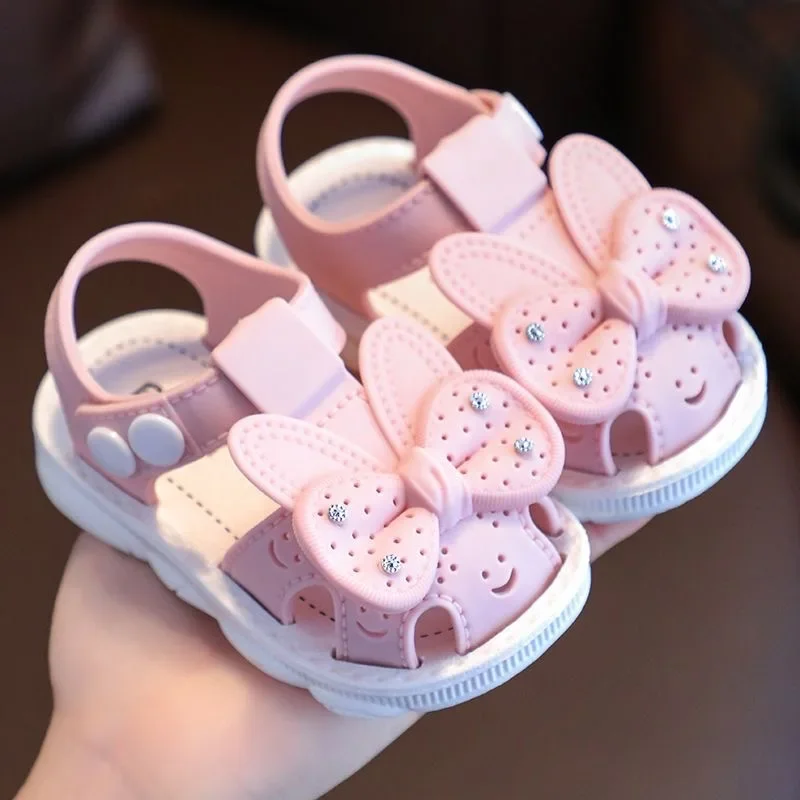 0-24M Baby Sandals Girls Summer Shoes Bowknot Hollow Out Non-Slip Soft Sole Sandals Toddler Beach Flat Shoes Slipper