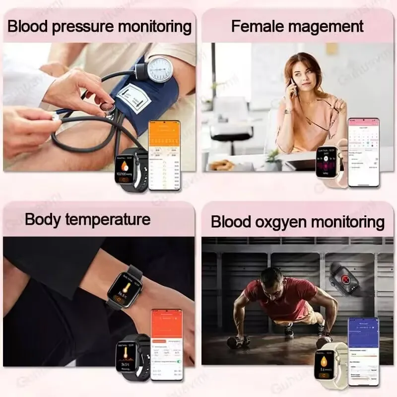 2025 Fit 3 Ultra AI Diagnosis Health Smart Watch Women Blood pressure Heart Rate Temperature BT call Men Smartwatch