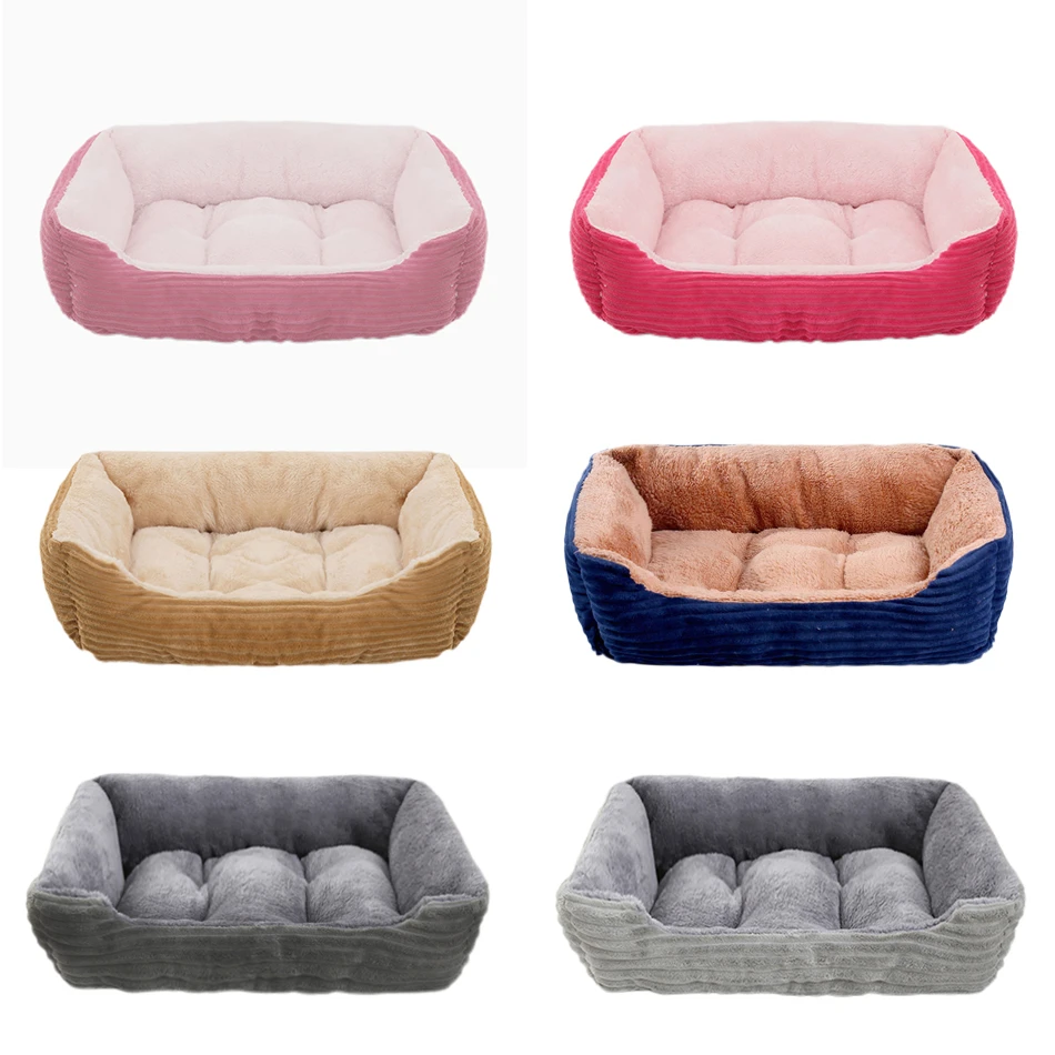 Square Dog Beds Puppy Soft Plush Sofa Bed Pet Accessories Large Dog