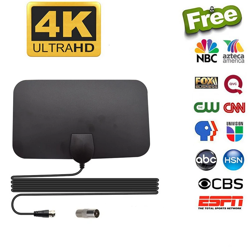 1080P 4K 13피트 케이블 50마일 거리 TV 안테나 디지털 HD 안테나 실내 HDTV 1080P 4K 13피트 케이블 DVB-T2 지역 채널 방송