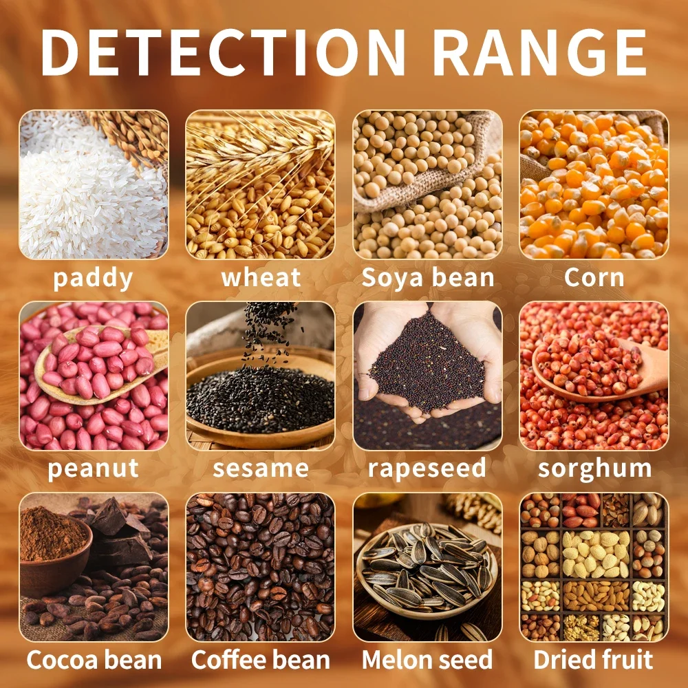 Grain Moisture Meter Multi-Language Smart Digital Grain Moisture Meter Humidity Tester for 37 Kinds Grains Coffee Wheat Seeds Hygrometer