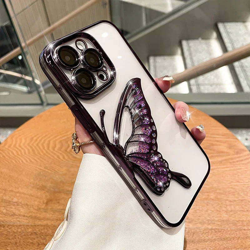 Luxury Glitter Quicksand Butterfly Clear Phone Case