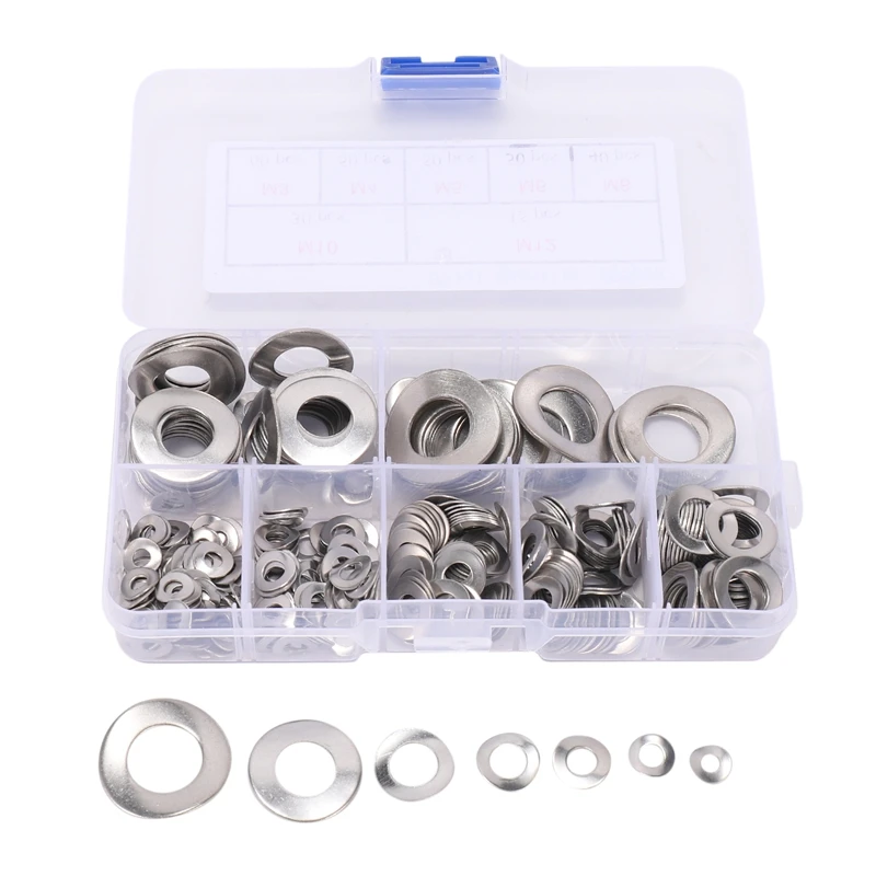 

295 Pcs 304 Stainless Steel Spring 2 Wave Washer Gasket Assortment Kit (M3 M4 M5 M6 M8 M10 M12)