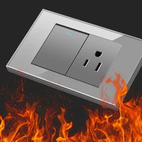 ปลั๊กไฟอเมริกัน PSSRISE พร้อมที่ชาร์จเร็วแบบ Type-C, แผงสวิตช์ไฟกระจกนิรภัยสีเทา ปลั๊กไฟในเม็กซิโก 6