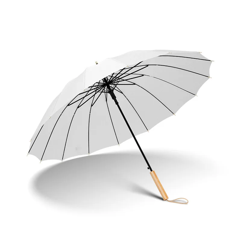 Women's Curved Handle Automatic Umbrella Long Handle Umbrella Sunny and Rainy Large Straight Curved