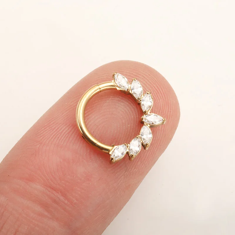 ASTM F136 Titanium Ear Piercing Marquise CZ Hinged Segment Nose Ring Cartilage Hoops Women Rook Septum Clicker Piercing Jewelry | Sale Bangladesh ASTM F136 Titanium Ear Piercing Marquise CZ Hinged Segment Nose Ring Cartilage Hoops Women Rook Septum Clicker Piercing Jewelry Sale Bangladesh