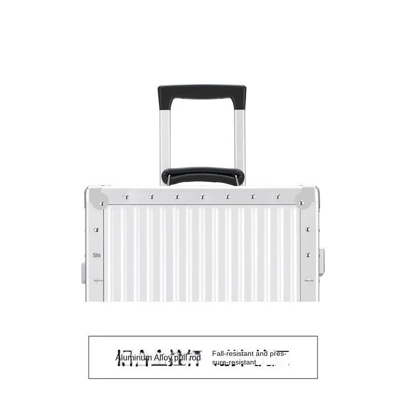 Aluminum Magnesium Alloy Trolley Suitcase Case Universal Wheel Men and Women Vintage Luggage 20 24-Inch Business Travel Suitcase
