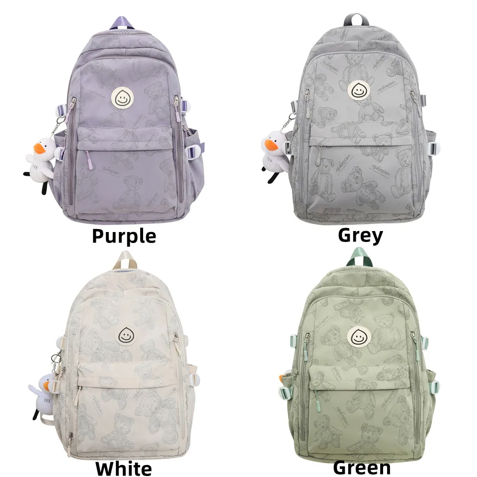 Large-capacity Cute Women Multi-Pocket Nylon Backpack Ins Junior High School Student School Bag Female Girl Backpack Laptop Book