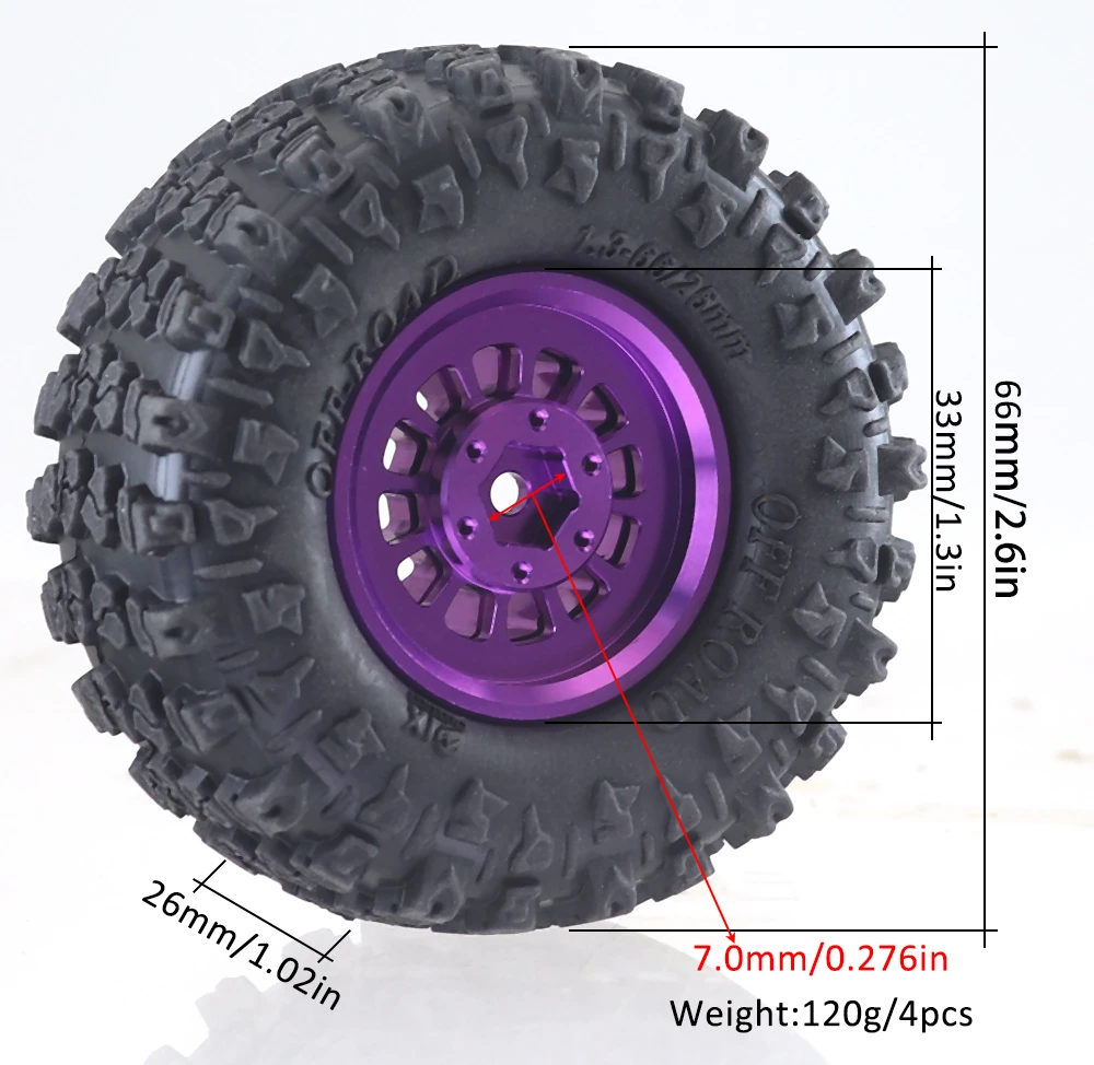 Aluminiumlegierung 1,3 Zoll Beadlock Felgenreifen für 1/18 Traxxas Trx4m Trx4-m 1/24 Fms24 Axial Scx24 Rc Crawler Autoreifen – Detail 4