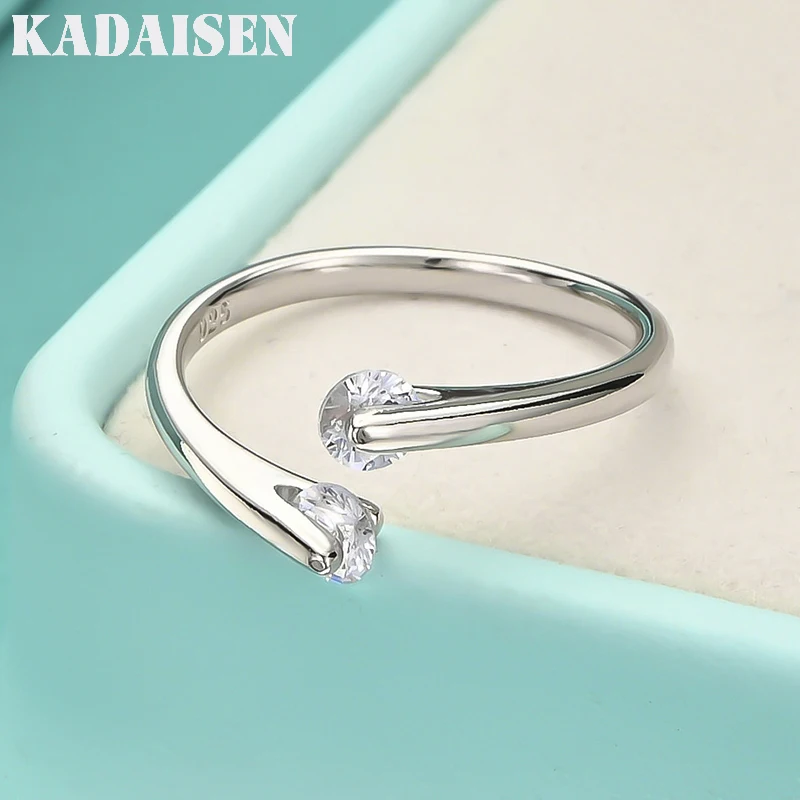Anelli in vero argento sterling 925, design aperto, anello regolabile in argento sterling 925 con zirconia AAAAA, gioielli da festa per donna Sr60