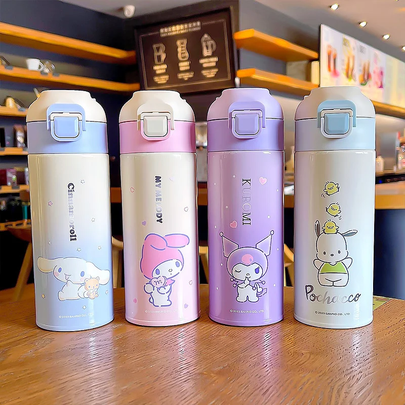

500ML Sanrio Cinnamoroll Thermos Cup Kawaii Kuromi My Melody Ins Student Straight Water Cup Girl Portable Anime Drink Cup
