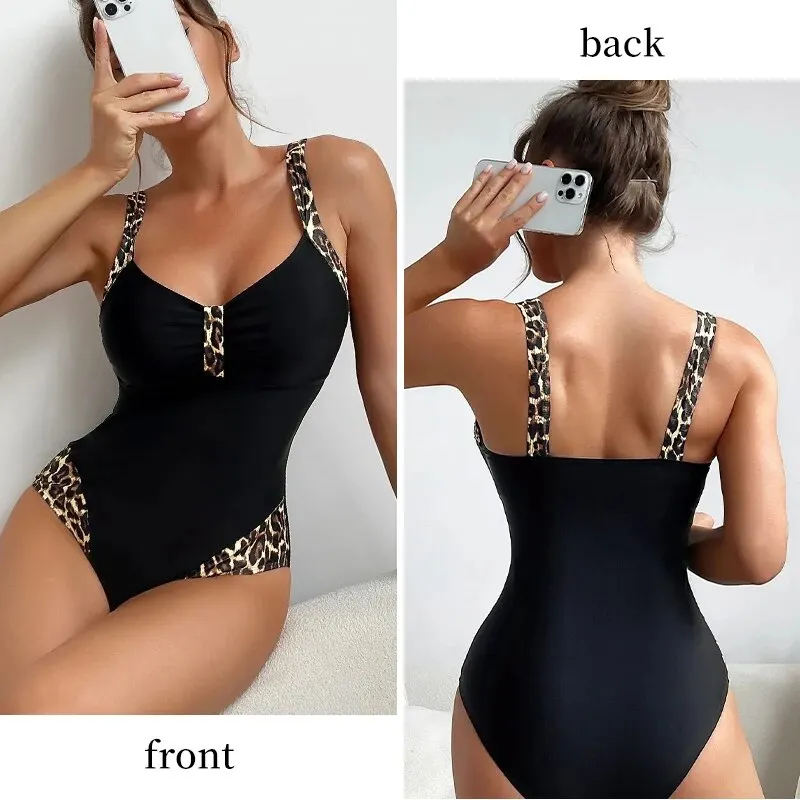 Women Swimsuit Summer Black One Piece Sexy Push Up Shape Effect Beachwear Sports