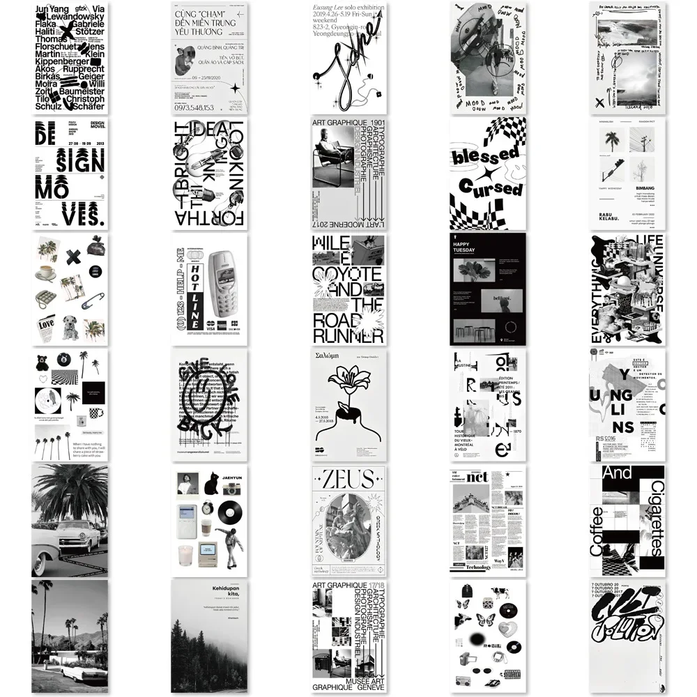 Decorative Stickers decorative stickers paper stickers adhesive stickers Retro Black Waterproof Graffiti Sticker 10/30/60Pcs Aesthetic DIY For Luggage Laptop Phone Guitar Scrapbook Kids