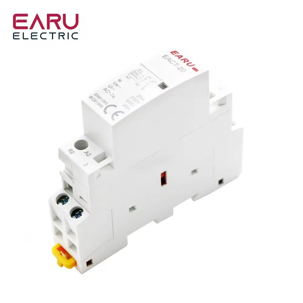 Contacteur Monophasé 220V 25A 2NO - Pour Rail DIN 35mm - Silencieux Et économe En énergie - Commutation Manuelle/automatique