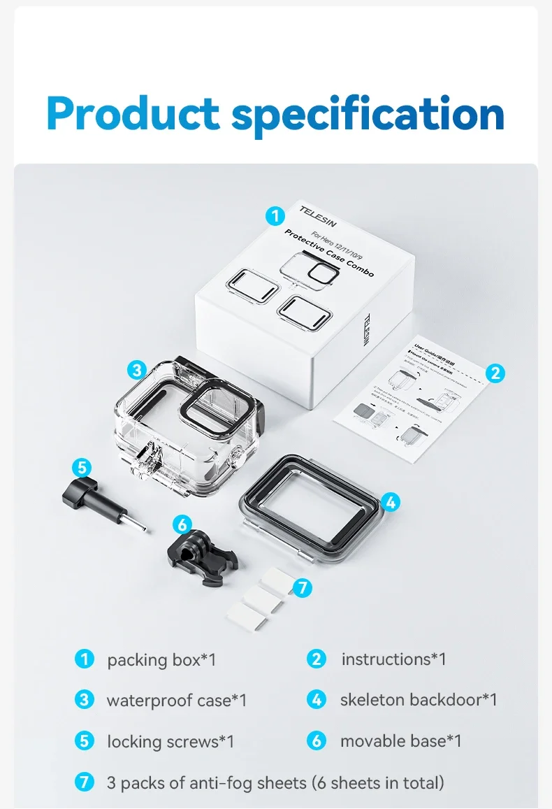 Dive Housing for GoPro Hero 9-13 - Waterproof Case with Anti-Fog Coating & Reinf