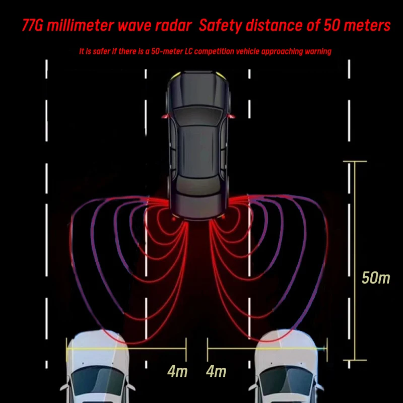 77G H1 Millimeter Wave Radar BSD Blind Spot Detection System Change Lane Aided Parking 50m Blind Spot Monitoring Warning Alarm