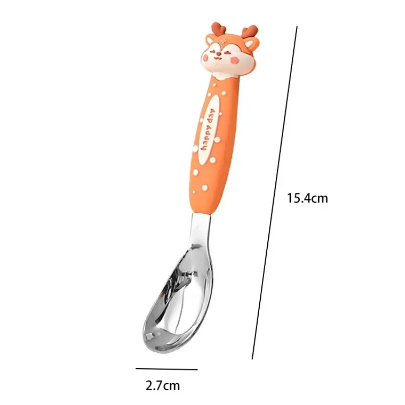 Cartoon Children&lsquo;s Tableware Spoon Stainless Steel Children&lsquo;s Meals Dessert Fruit Spoon Children Complementary Food Accessories learning spoons