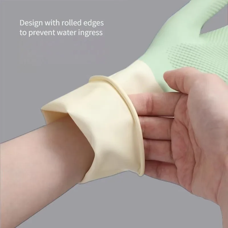 4pcs Waterproof Housework Cleaning Gloves Kitchen Cleaning Latex Laundry Dishwashing Gloves Wear Resistant Rubber