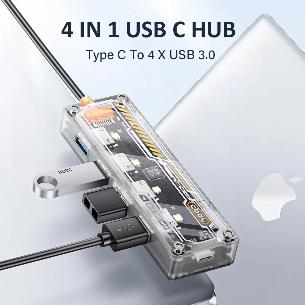 ASOMETECH Type C HUB 4 in 1 USB C to USB 3.0 Docking Station Adapter For MacBook Laptop iPhone Samsung