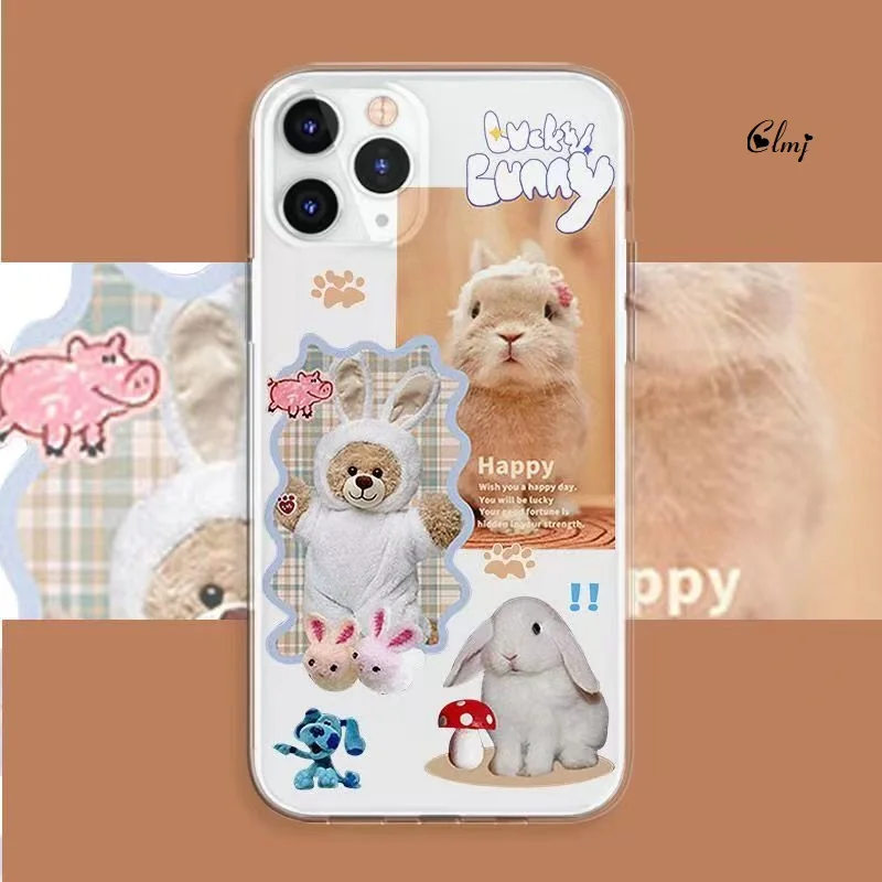 Clmj Cute Rabbit Bunny Phone Case For iPhone 11 12 Mini 13 Pro X 14