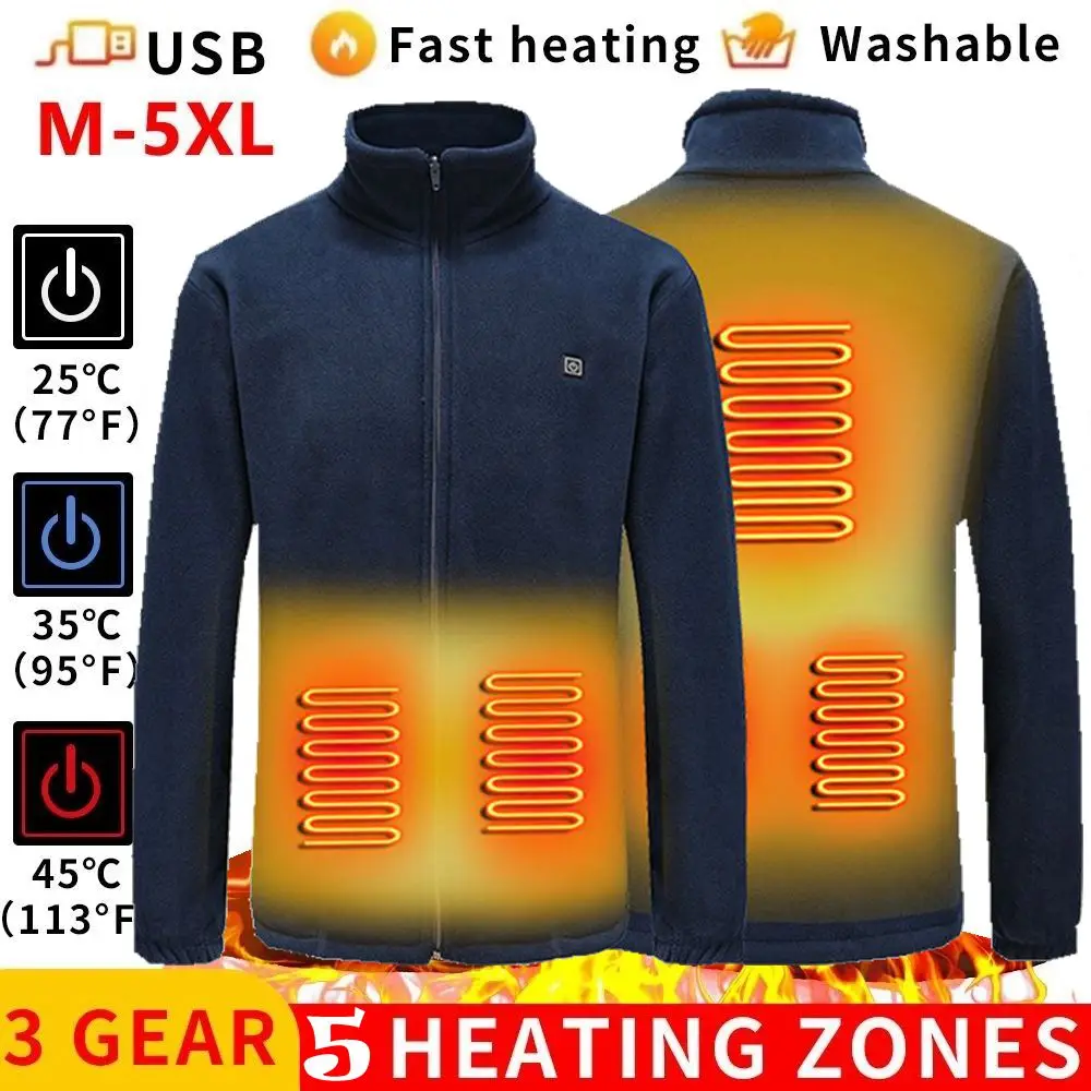 2023MenUSBHeatedfleecejacketWinterWarmJacketsUSBHeating