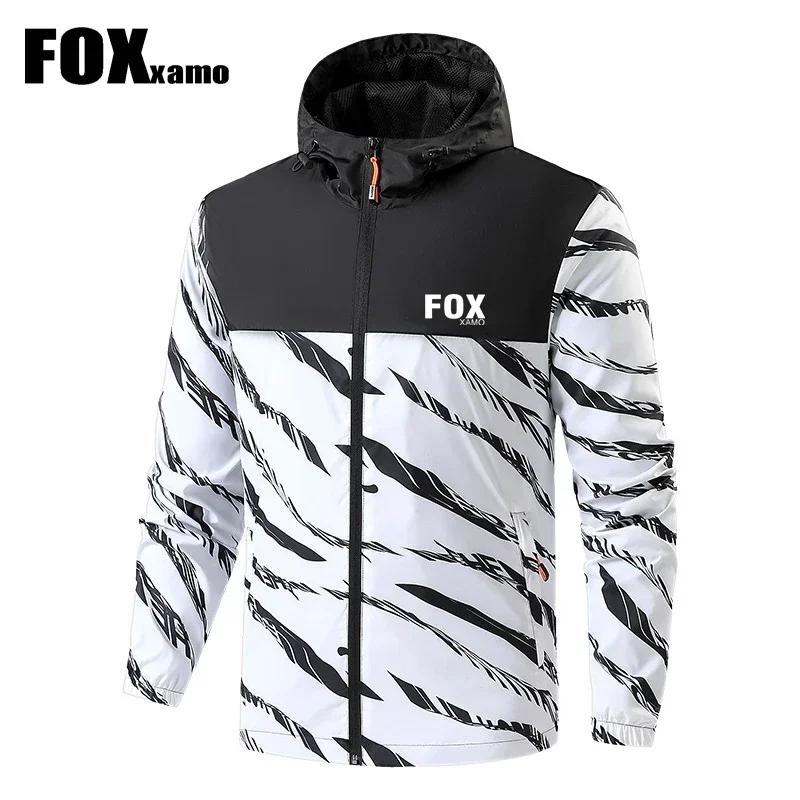 Foxxamo 남성용 후드 하이킹 사이클링 재킷, 겨울 야외 폭격기, 방수 MTB 바람막이 스포츠 캐주얼 카고 재킷, 바람막이
