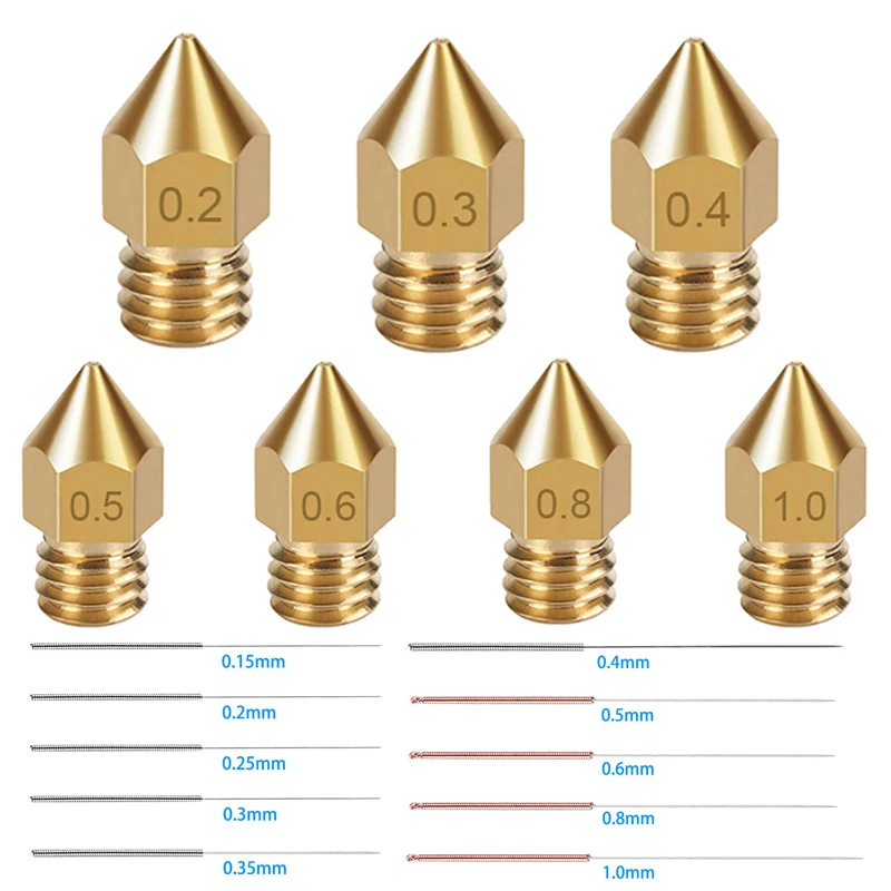10PCS Premium MK8 Nozzle Cleaning Needle Kit for Makebot CR10 Ender 3 V2 Anycubic Kobra Kingroon KP3S 3D Printer Nozzles 1.75mm