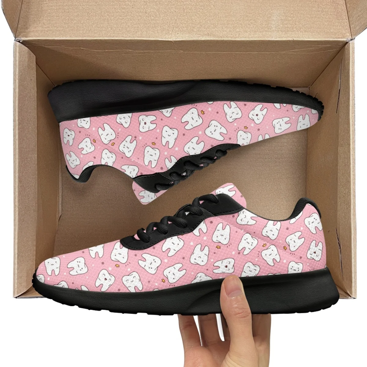 Teeth Protect Pattern Women Training Running Shoes Cozy Lace-Up Flats Durable Gym Teen Sneakers Print On Demand tenis masculino