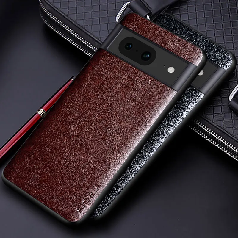 Elegant Leather Phone Case - Premium Solid Color Soft TPU & Hard PC Business Cover