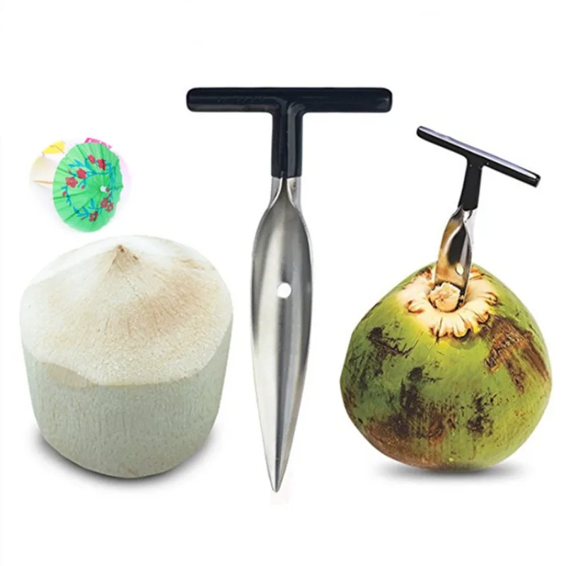 Coconut Opener Stainless Steel Coconut Tools Knife Water Punch Tap Drill Straw Hole Opener Portable Kichen Accessories