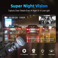 Caméra de tableau de bord de voiture 4 canaux boîte noire caméra de conduite FHD 1080P avant gauche droite arrière Vision nocturne enregistrement en boucle ajouter kit de fil dur 3