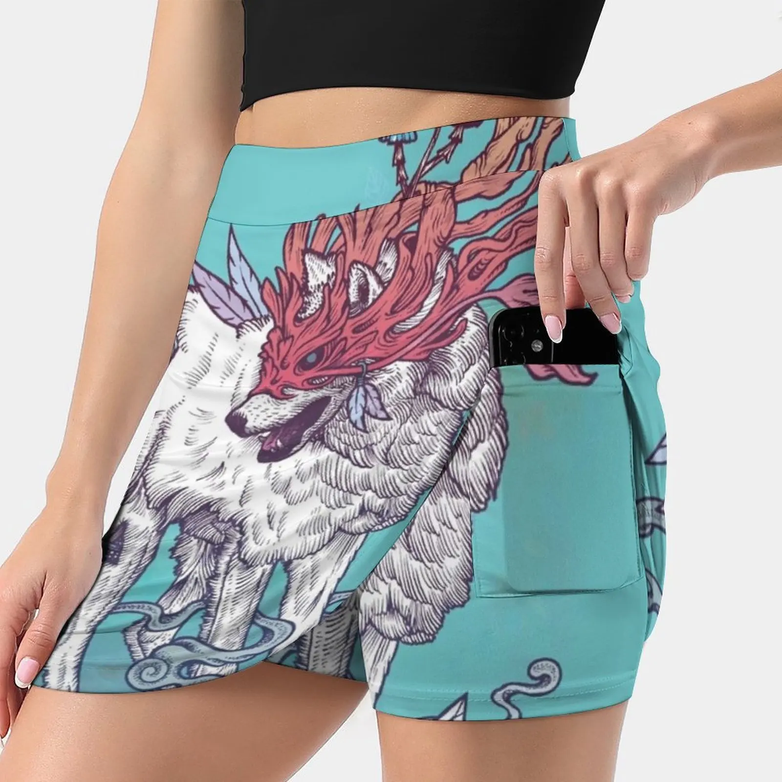 

Spirit Animal-Wolf Women's skirt Sport Skort Skirt With Pocket Fashion Korean Style Skirt 4Xl Skirts Wolf Spirit Animal Fantasy