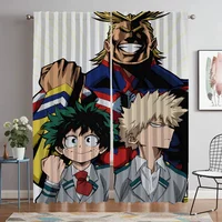 My Hero Academia Kitchen Curtains for Living Room Shades Window Curtain Anti-mosquito Curtains 2 Pieces Halloween Decoration 1