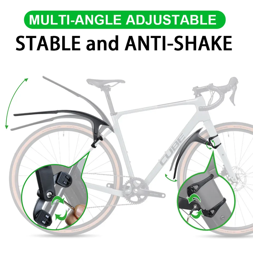 ORBIBA Fiets spatbord fiets spatbord set 20x4 inch breed voor achter spatborden MTB off-road vetband fiets vleugels volledige dekking fiets plastic (kleur: een paar zwart