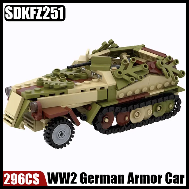 

Военный немецкий камуфляж WW2 Sd.kfz.251, армированный автомобиль, строительные блоки, переносчик, армированный танк, детали, игрушки, подарок для мальчиков